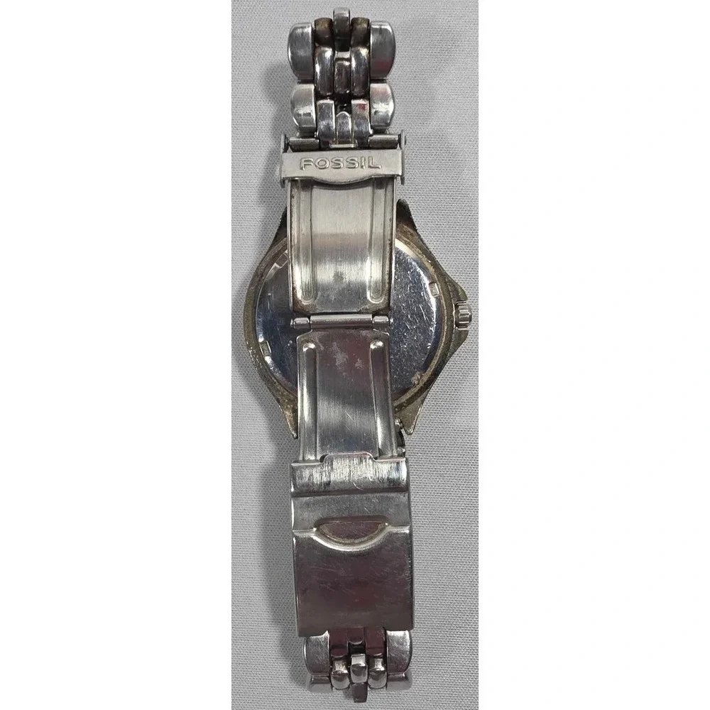 Vintage Fossil Blue Men's Watch Stainless Steel Quartz BQ-8795 W 40mm - Running